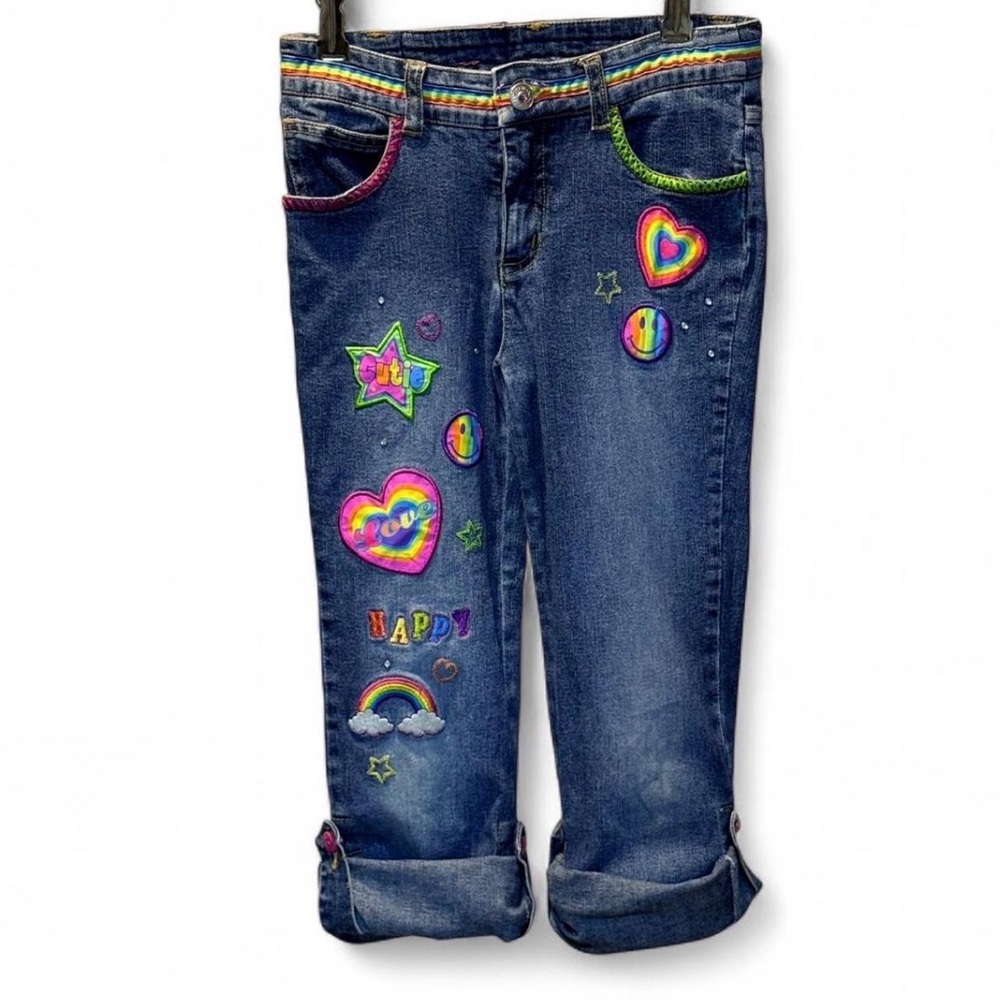 Lisa Frank Girls Sz 7 Vintage Colorful  Flare Jeans Vintage Y2K Boot Cut Rare - Picture 7 of 9